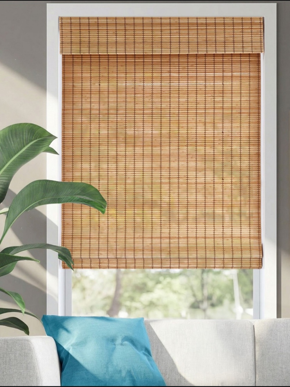Natural Bamboo Roman Shades - Set Of 2